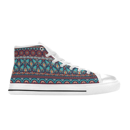 Suzani Print Design LKS302 High Top Women's White Shoes