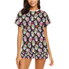 Sugar Skull Print Design LKS302 Women's Short Pajama Set