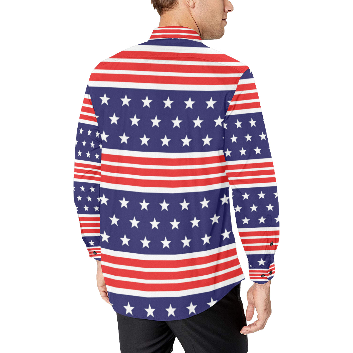 Patriotic Pattern Print Design A04 Men's Long Sleeve Shirt