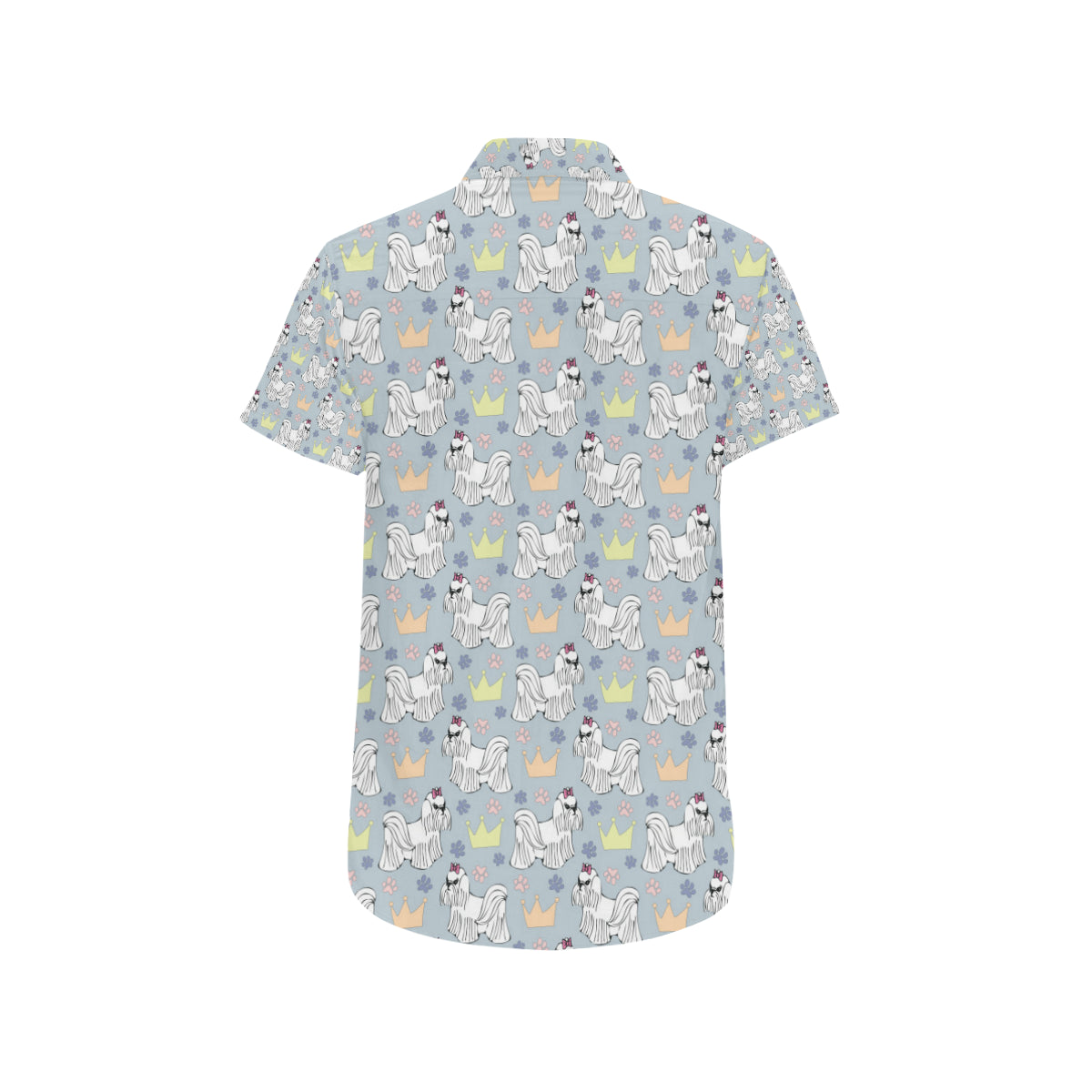 Maltese Pattern Print Design 04 Men's Short Sleeve Button Up Shirt