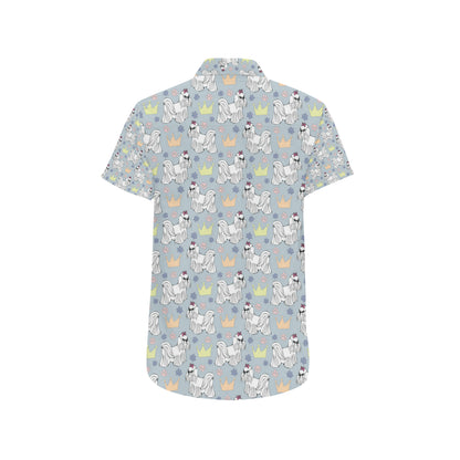 Maltese Pattern Print Design 04 Men's Short Sleeve Button Up Shirt