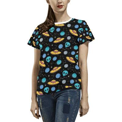 UFO Alien Print Design LKS306 Women's  T-shirt