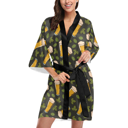 Beer Iris Pattern Print Design 02 Women's Short Kimono