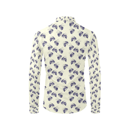Bee Pattern Print Design 02 Men's Long Sleeve Shirt