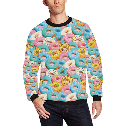 Donut Pattern Print Design DN01 Men Long Sleeve Sweatshirt