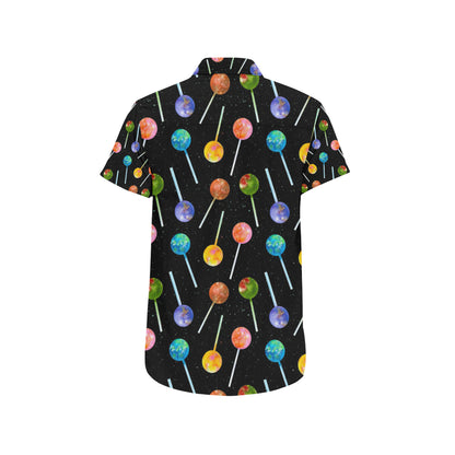 Lollipop Pattern Print Design LL04 Men's Short Sleeve Button Up Shirt