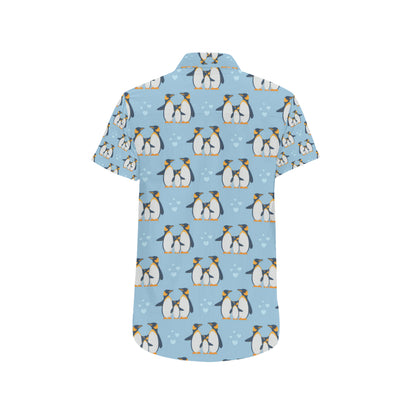 Penguin Pattern Print Design A04 Men's Short Sleeve Button Up Shirt
