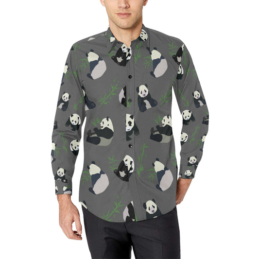 Panda Pattern Print Design A06 Men's Long Sleeve Shirt