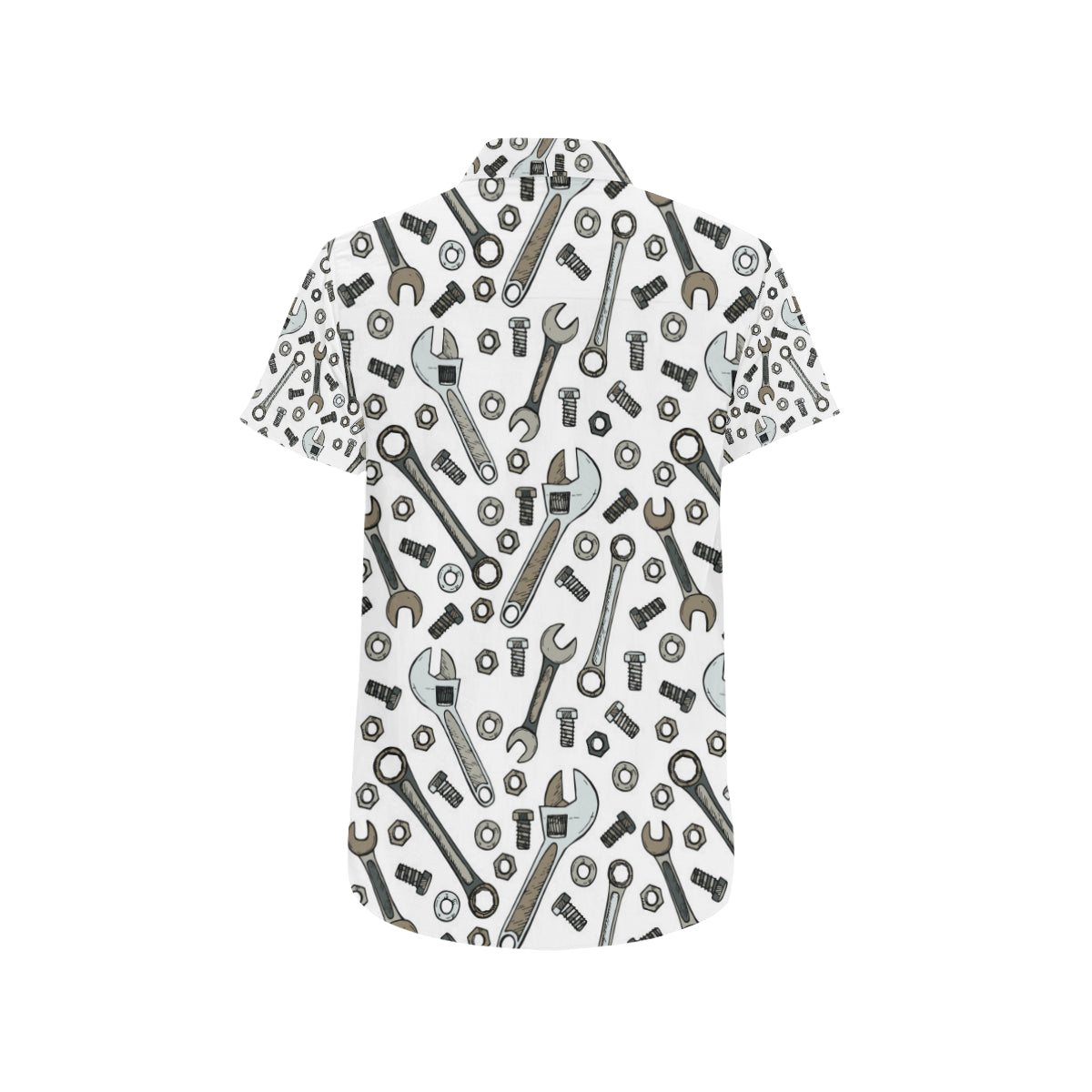 Mechanic Pattern Print Design 03 Men's Short Sleeve Button Up Shirt