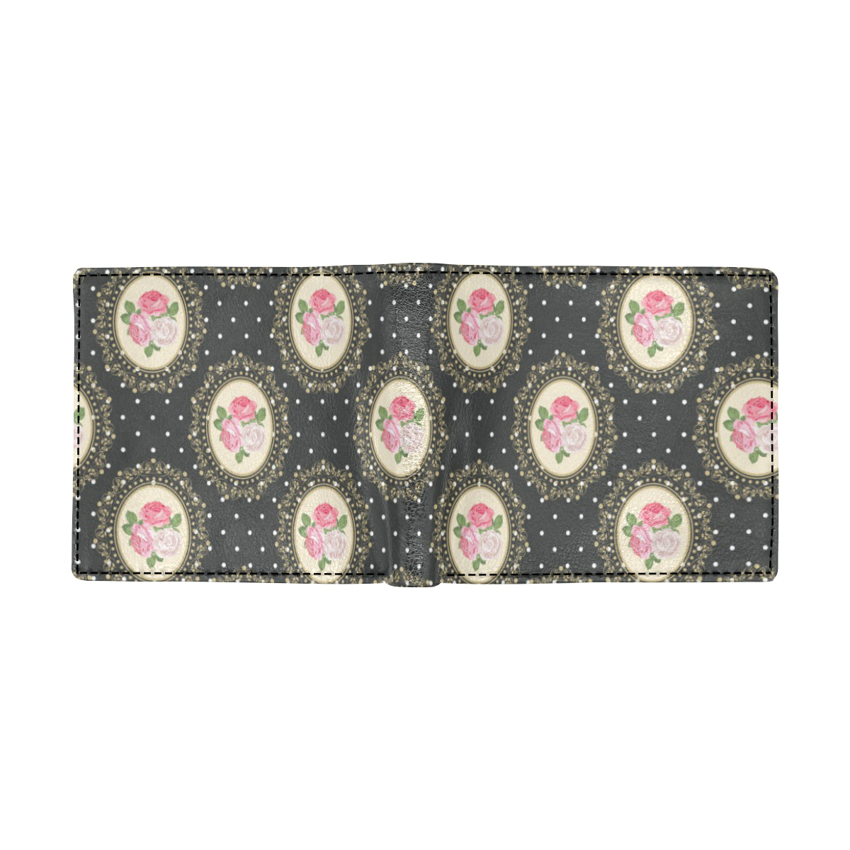Rose Pattern Print Design RO015 Men's ID Card Wallet