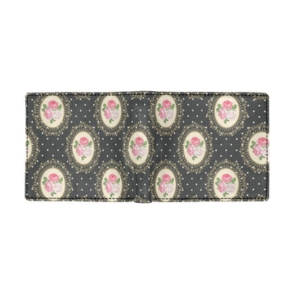 Rose Pattern Print Design RO015 Men's ID Card Wallet