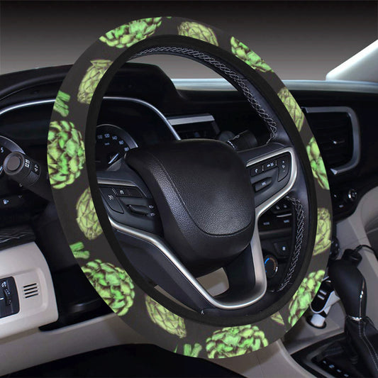 Artichoke Pattern Print Design 02 Steering Wheel Cover with Elastic Edge