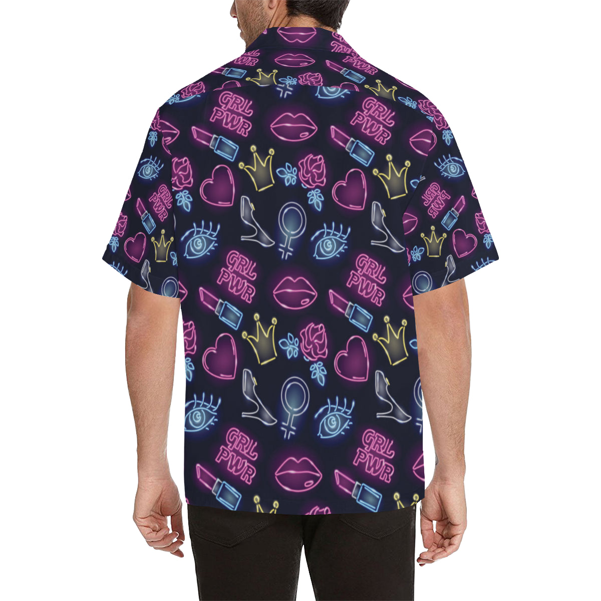 Lipstick Neon Pattern Print Design 02 Men's Hawaiian Shirt