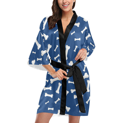 Dog Bone Pattern Print Design 03 Women's Short Kimono