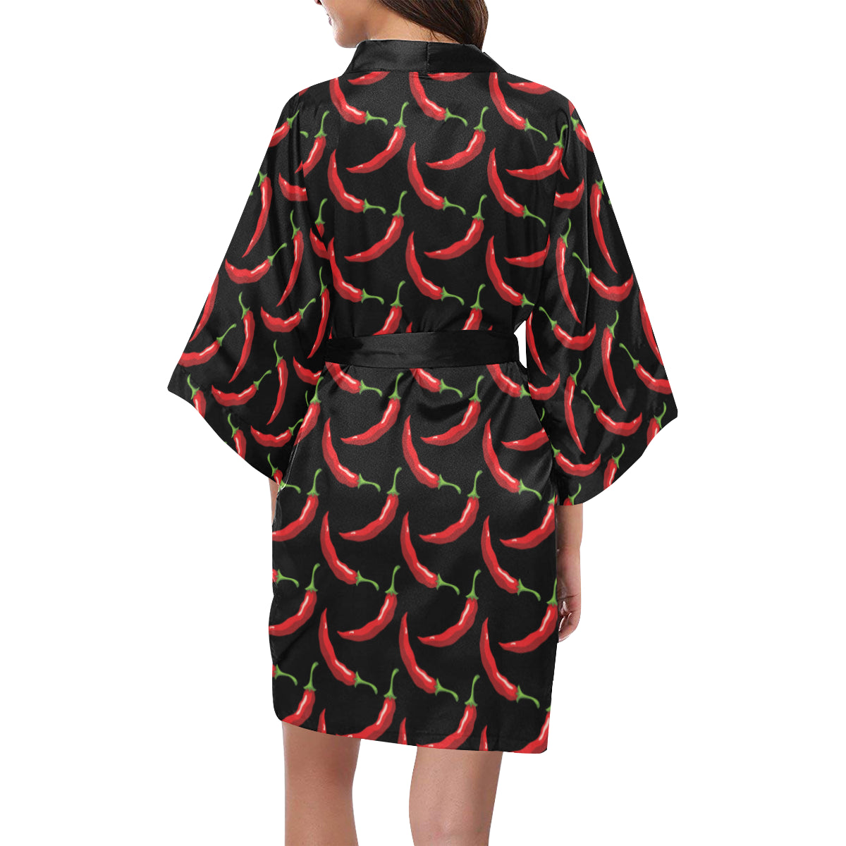 Chilli Pepper Pattern Print Design 01 Women's Short Kimono