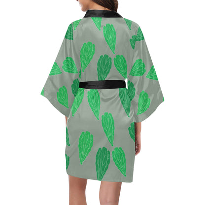 Lettuce Pattern Print Design 02 Women's Short Kimono