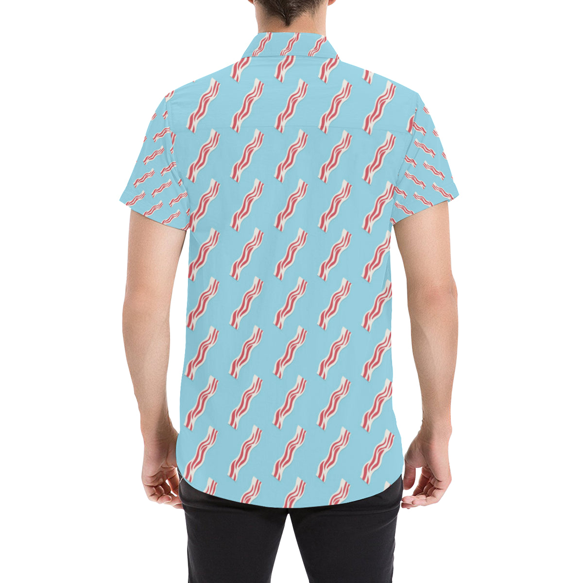 Bacon Pattern Print Design 03 Men's Short Sleeve Button Up Shirt
