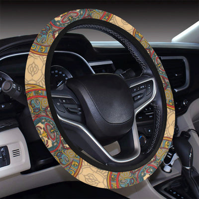 Calendar Aztec Pattern Print Design 02 Steering Wheel Cover with Elastic Edge