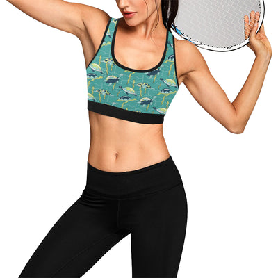 Sea Turtle Pattern Print Design T08 Sports Bra