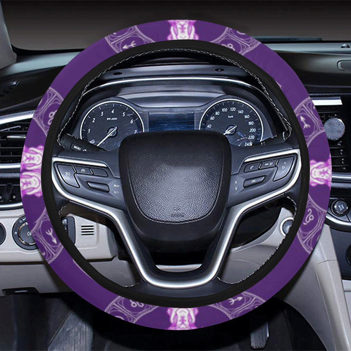 Capricorn Zodiac Pattern Print Design 04 Steering Wheel Cover with Elastic Edge