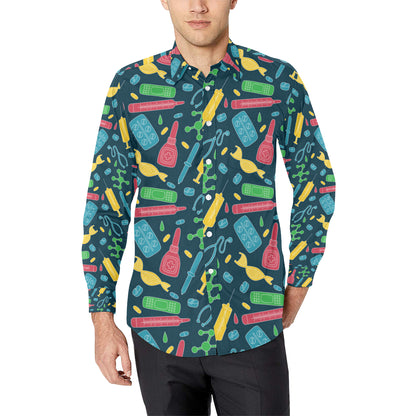 Phlebotomist Pattern Print Design A03 Men's Long Sleeve Shirt