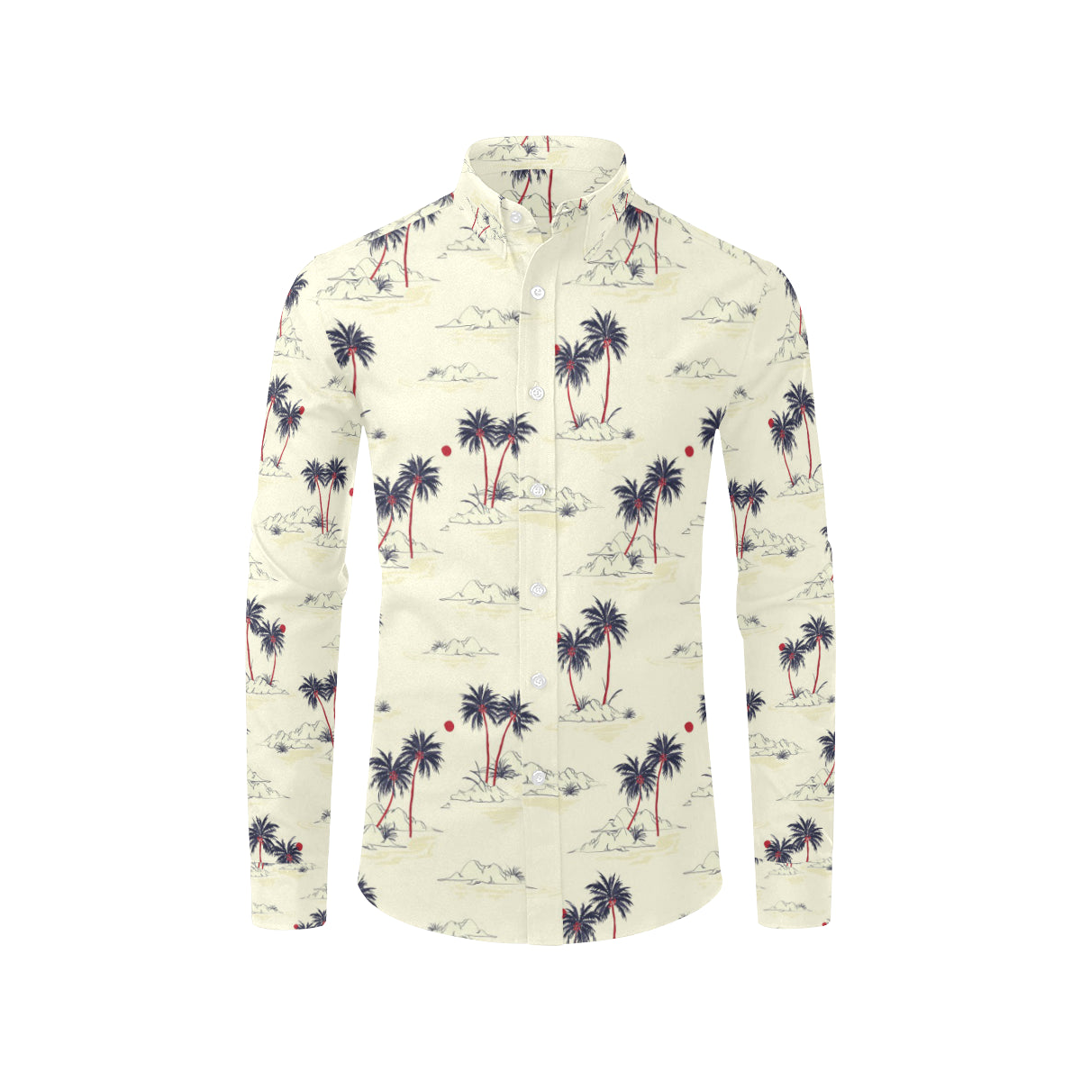 Palm Tree Pattern Print Design PT08 Men's Long Sleeve Shirt
