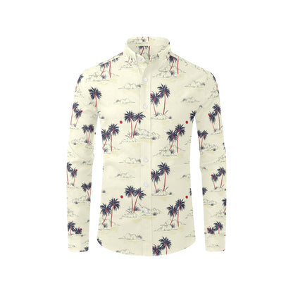 Palm Tree Pattern Print Design PT08 Men's Long Sleeve Shirt