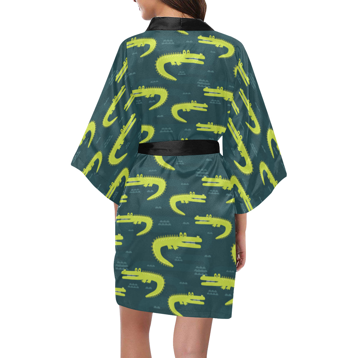 Alligator Pattern Print Design 03 Women's Short Kimono