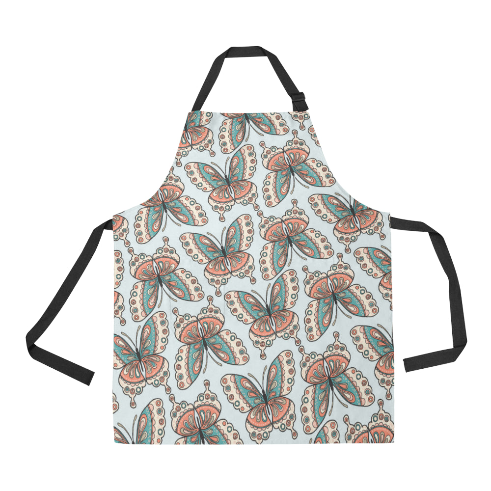 Butterfly Pattern Apron with Pocket