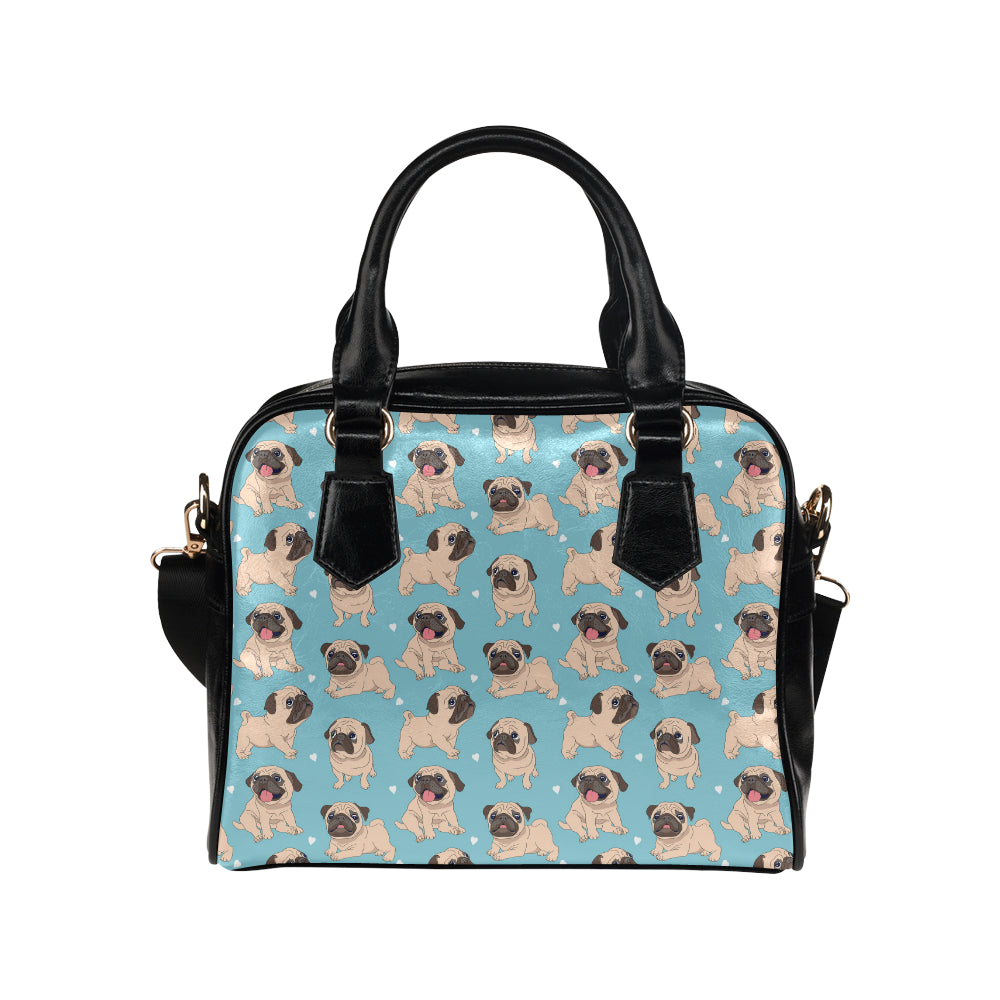 Pug Pattern Print Design A03 Shoulder Handbag