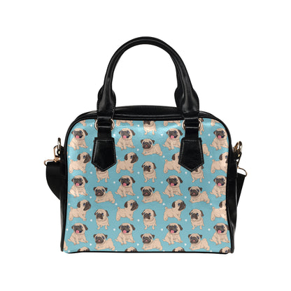 Pug Pattern Print Design A03 Shoulder Handbag