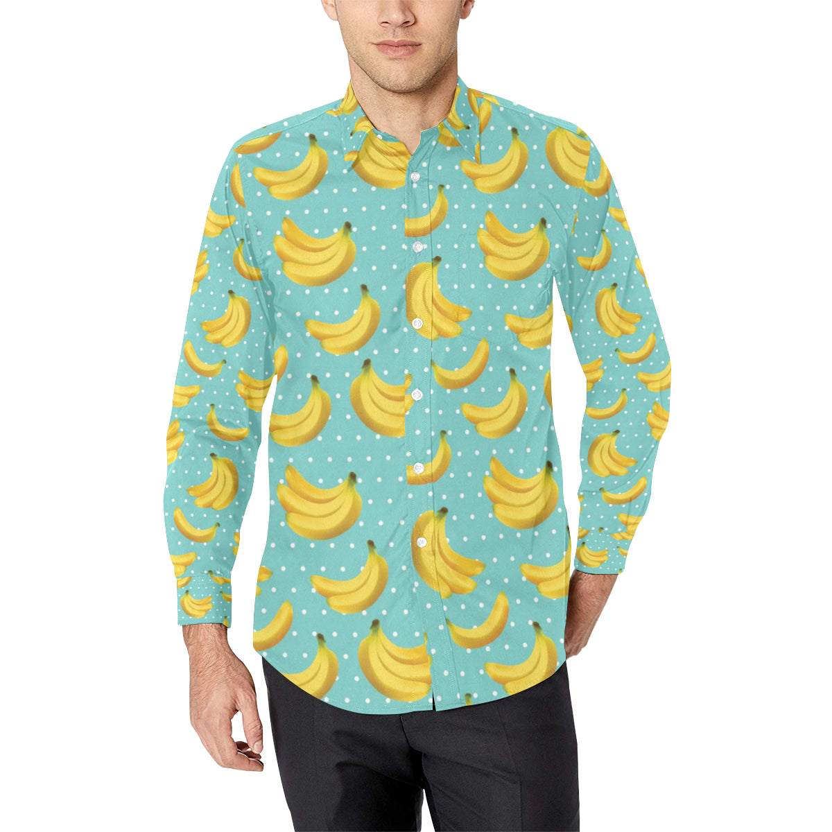 Banana Pattern Print Design BA02 Men's Long Sleeve Shirt