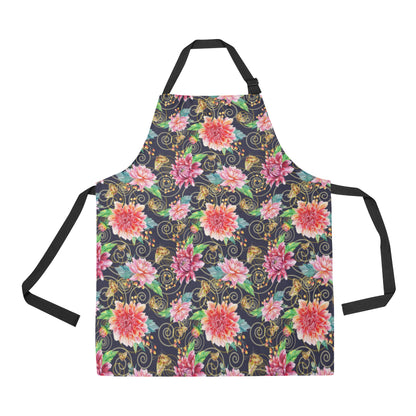 Dahlia Pattern Print Design DH02 Apron with Pocket