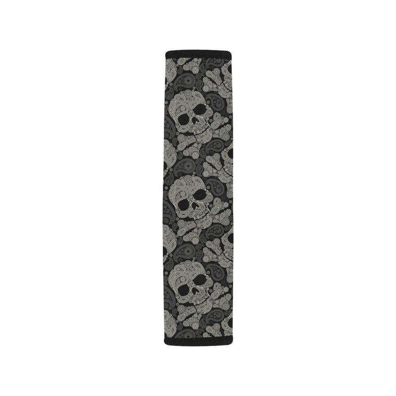 Paisley Skull Pattern Print Design A01 Car Seat Belt Cover