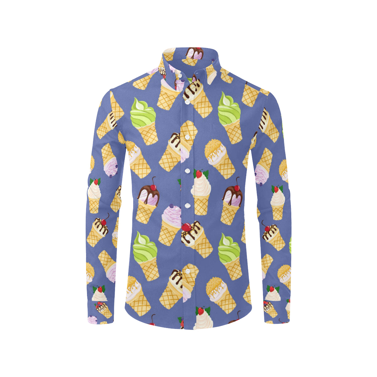 Ice Cream Pattern Print Design IC03 Men's Long Sleeve Shirt