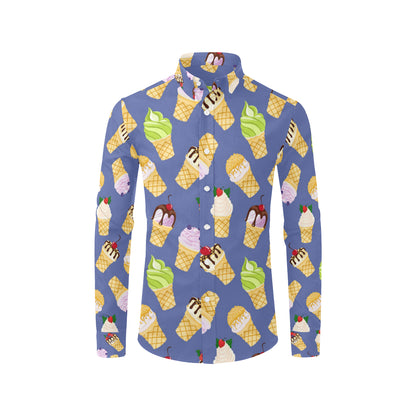 Ice Cream Pattern Print Design IC03 Men's Long Sleeve Shirt