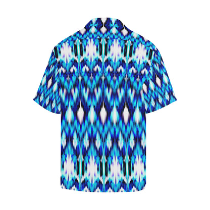 Ikat Blue Pattern Print Design 01 Men's Hawaiian Shirt