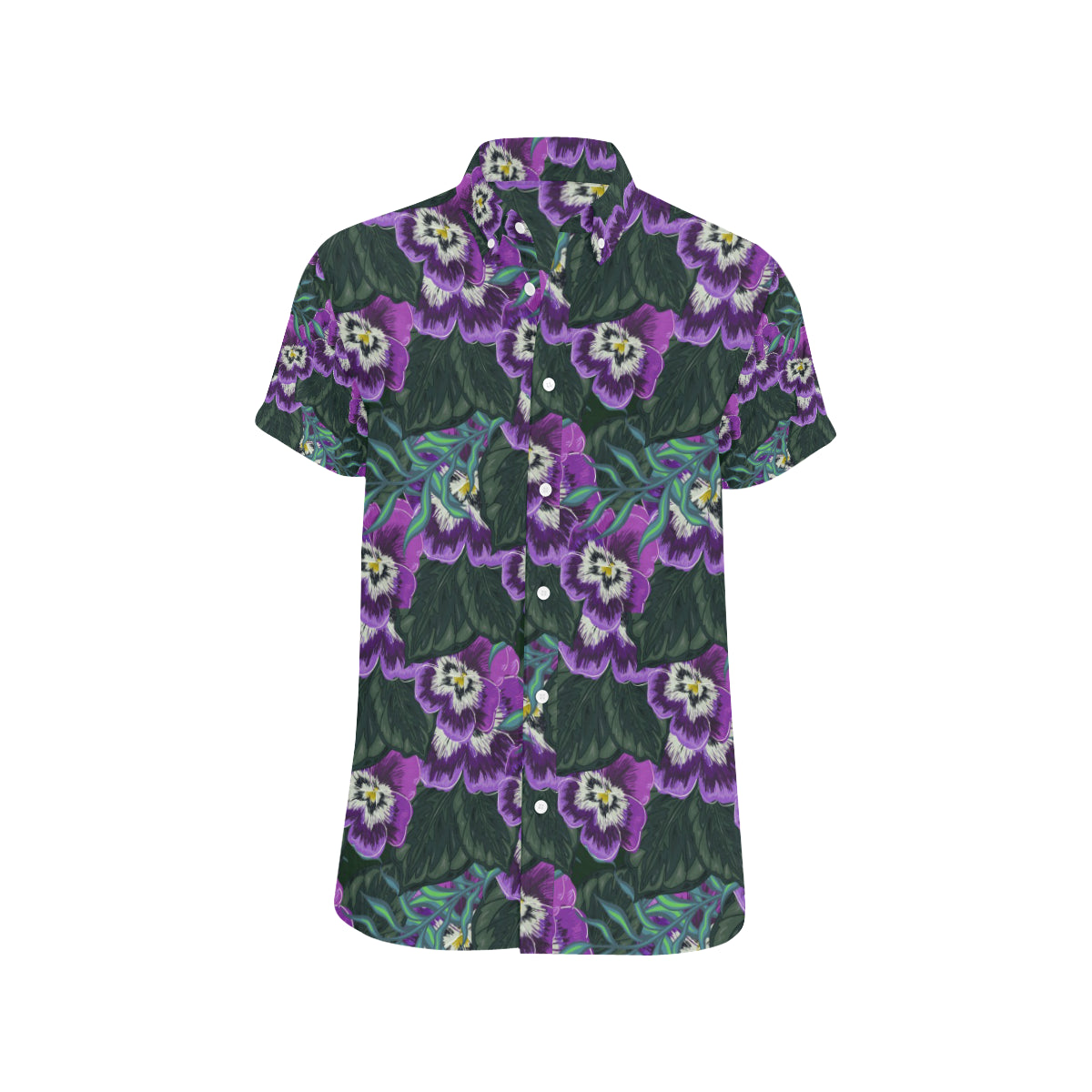 Pansy Pattern Print Design PS07 Men's Short Sleeve Button Up Shirt