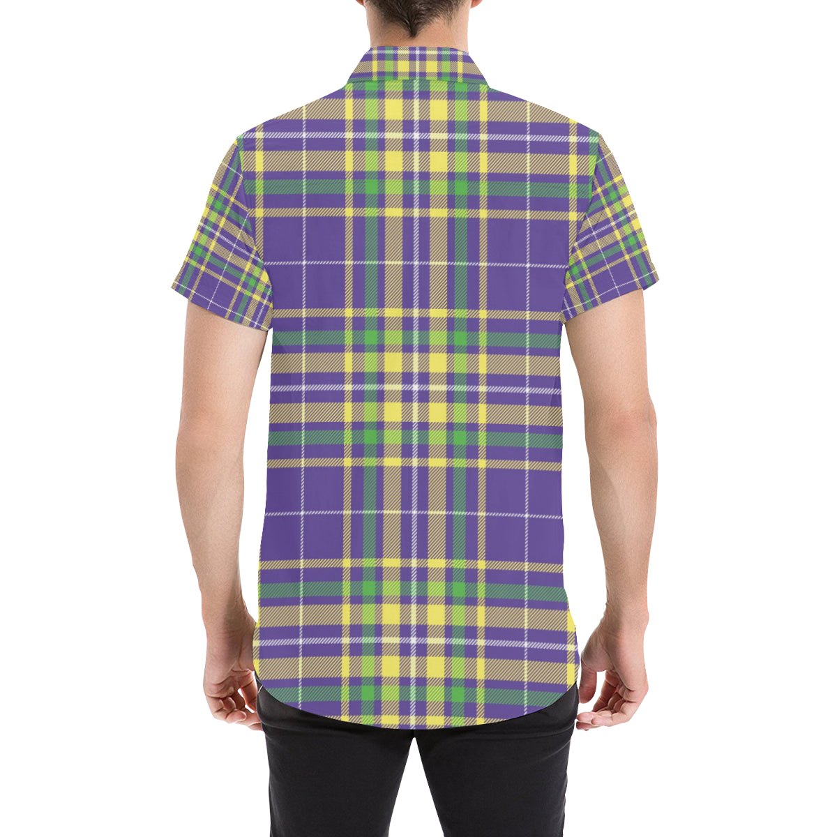 Mardi Gras Pattern Print Design 010 Men's Short Sleeve Button Up Shirt