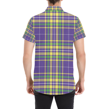 Mardi Gras Pattern Print Design 010 Men's Short Sleeve Button Up Shirt