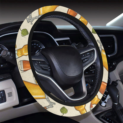 Beer Pattern Print Design 05 Steering Wheel Cover with Elastic Edge