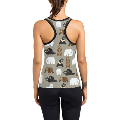 Bear Pattern Print Design BE03 Women's Racerback Tank Top
