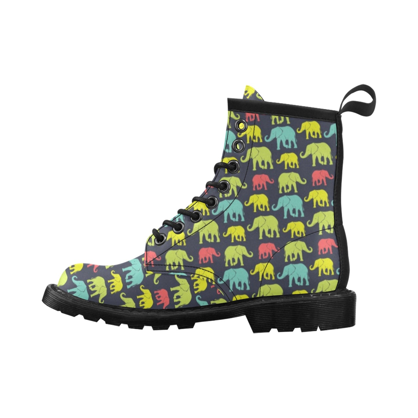 Elephant Neon Color Print Pattern Women's Boots