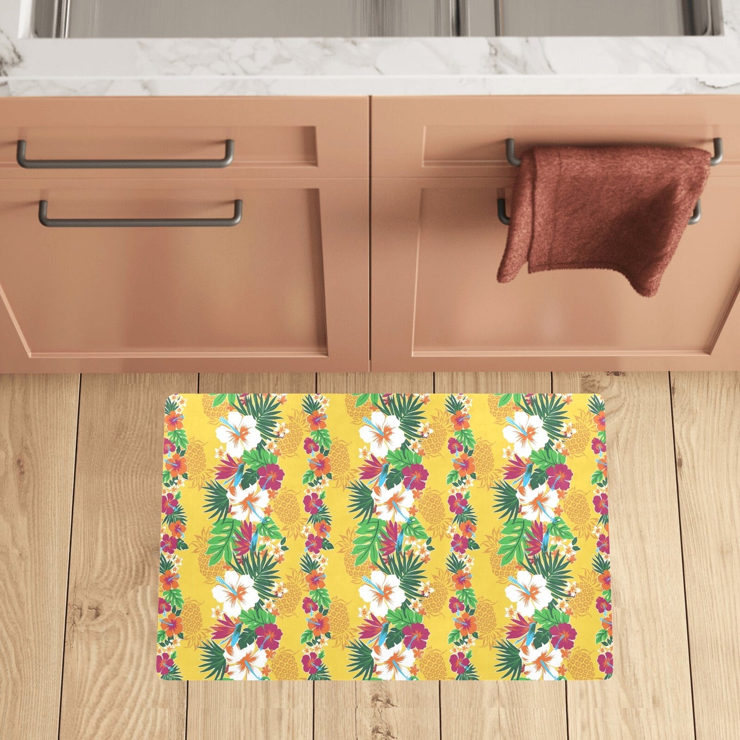 Hawaiian Themed Pattern Print Design H09 Kitchen Mat