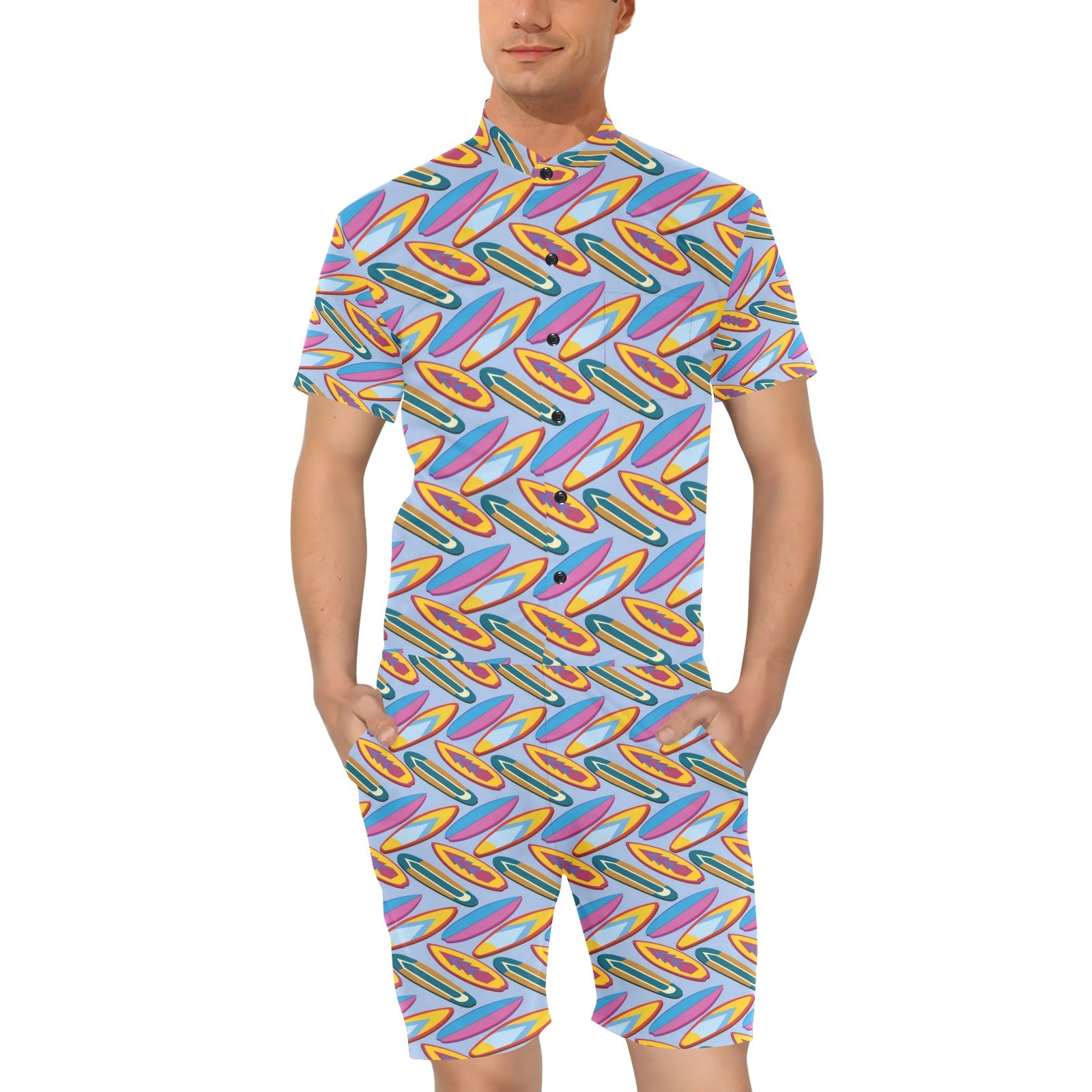 Surfboard Pattern Print Design LKS303 Men's Romper