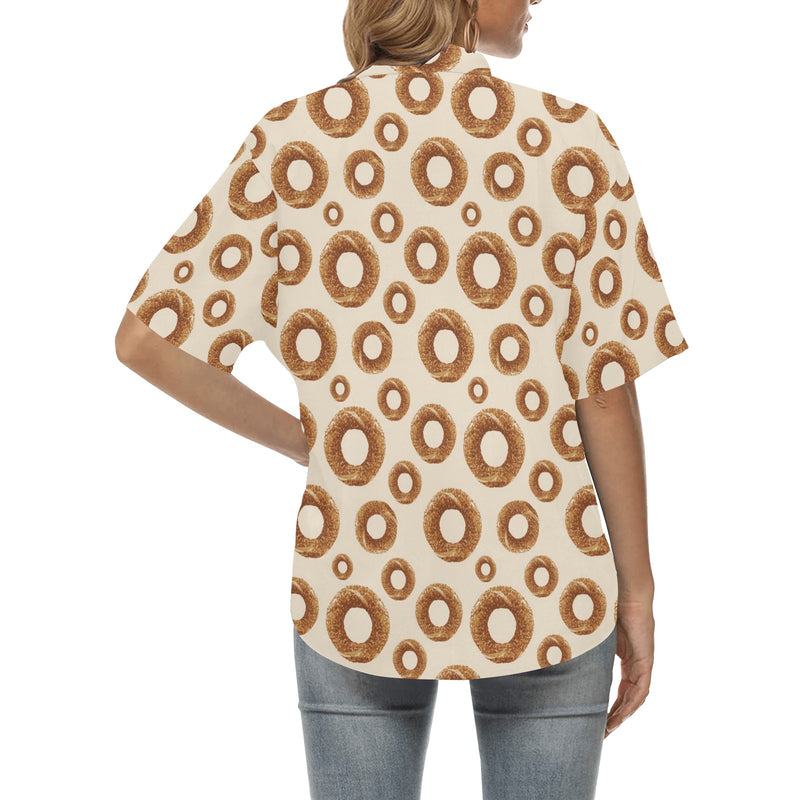 Bagel Pattern Print Design 01 Women's Hawaiian Shirt