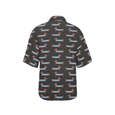 Dachshund Pattern Print Design 04 Women's Hawaiian Shirt