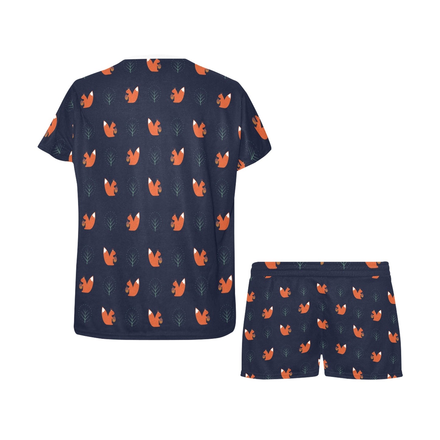 Squirrel Print Design LKS303 Women's Short Pajama Set