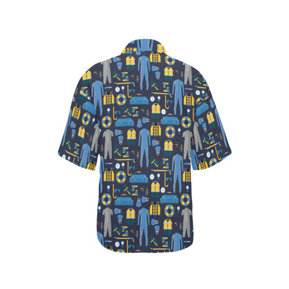Scuba Equipment Print Design LKS305 Women's Hawaiian Shirt