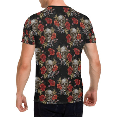 Spider Web Skull Rose Print Design LKS305 Men's All Over Print T-shirt